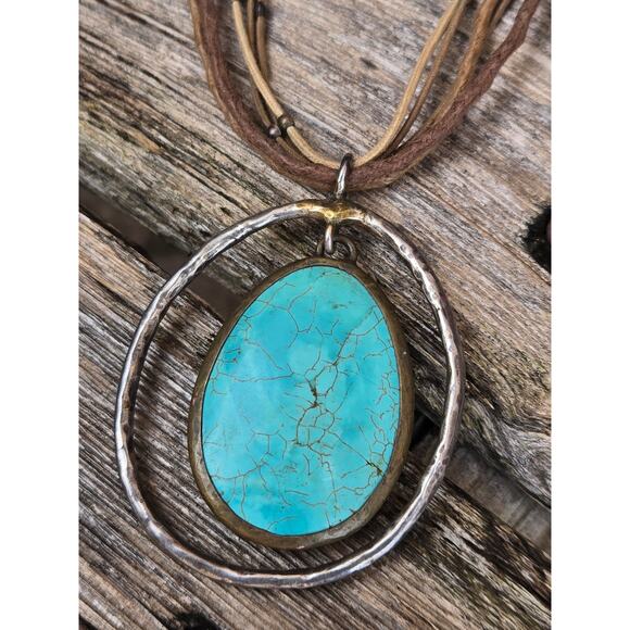 Silpada Howlite Multi Strand Necklace Leather Turquoise Sterling Silver .925 18" - Picture 9 of 10